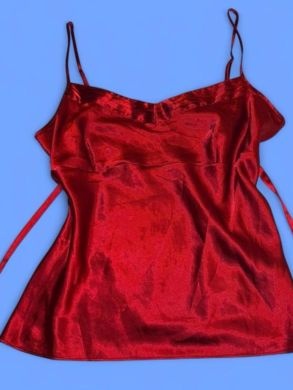 Apostrophe Red Satin Spaghetti Strap Tank